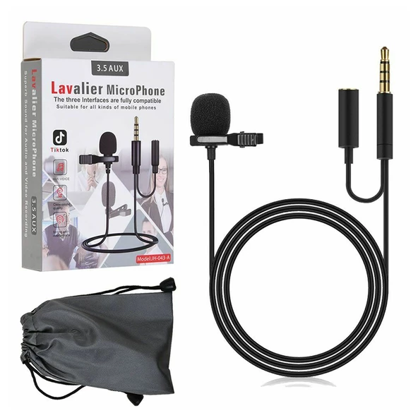 JH-043-A 3.5MM JACK  VE KULAKLIK GİRİSLİ YOUTUBER YAKA MİKROFONU POWERMASTER - 3