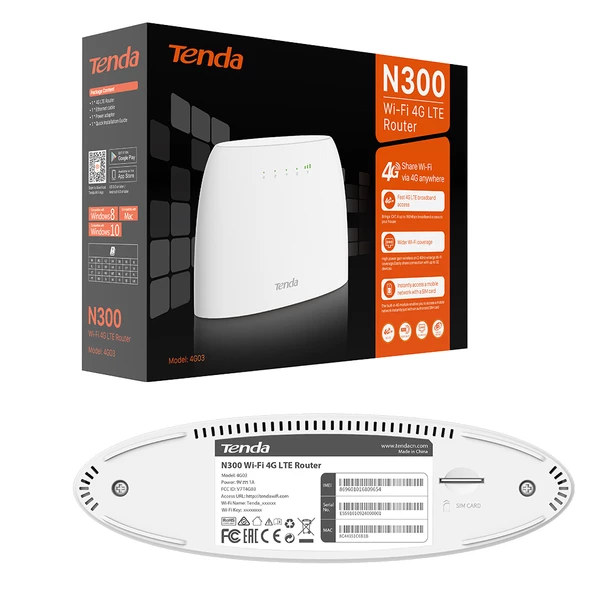 TENDA 4G03 N300 300 MBPS 4G LTE SİM KART GİRİŞLİ ROUTER - 2