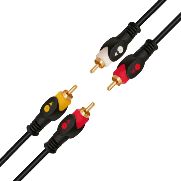 POWERMASTER 2 RCA + 2 RCA 1.5 METRE 1.KALİTE GOLD KABLO