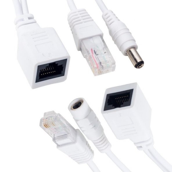 POWERMASTER PASİF POE SPLITTER DİŞİ ERKEK POWER UÇ IP KAMERA POE KABLOSU - Resim 2