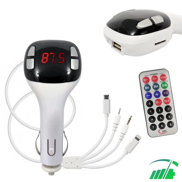 FM TRANSMITTER TELEFON ŞARJ ÖZELLİKLİ USB SD RDL-333