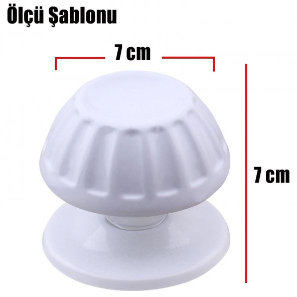 Papatya Baba Kapı Tokmağı Kapı Topuzu Kolu Metal Tokmak Beyaz - Resim 3