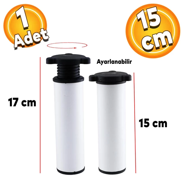 15 Cm Metal Ayarlanabilir Mobilya Kanepe Koltuk Baza Yükseltici Yükseltme Destek Ayağı Beyaz Ayaklar