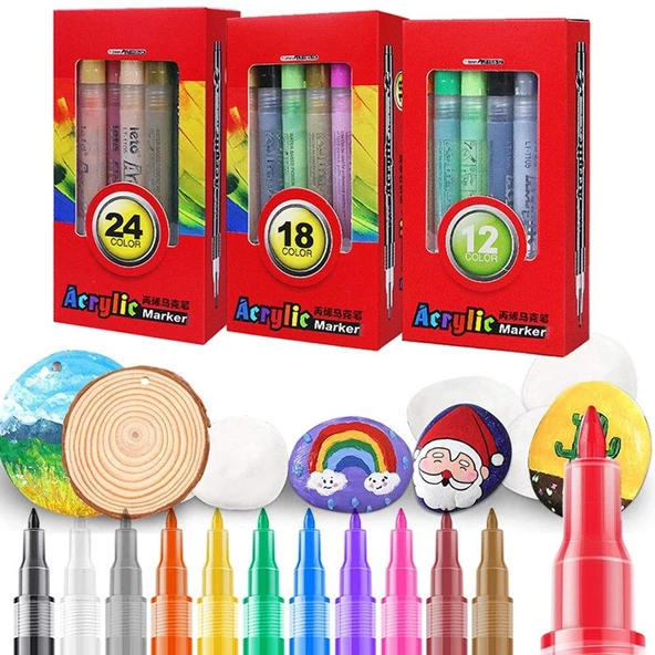 Valkyrie Leto Akrilik 12 Adet Marker Kalem Seti - 3