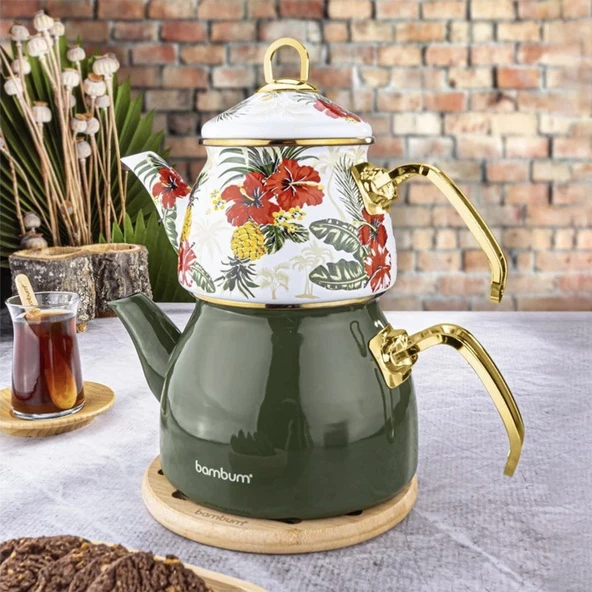 Bambum Summer - Çaydanlık Takımı Yeşil Desenli - 2