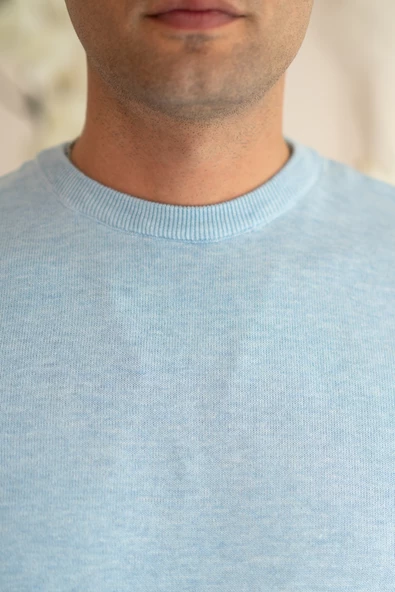 SIFIR YAKA PAMUKLU SLİMFİT BASİC ERKEK TRİKO KAZAK - 4