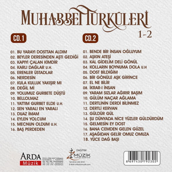 MUHABBET TÜRKÜLERİ 1 & 2 (2 Lİ BOX) (CD) - 2