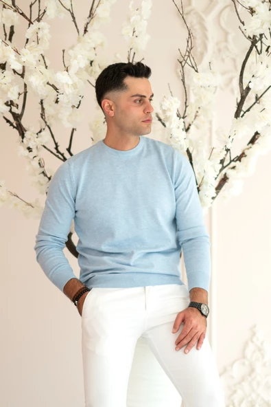 SIFIR YAKA PAMUKLU SLİMFİT BASİC ERKEK TRİKO KAZAK - 2