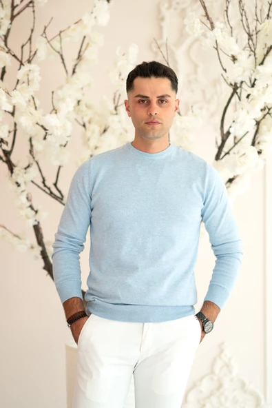 SIFIR YAKA PAMUKLU SLİMFİT BASİC ERKEK TRİKO KAZAK - 3