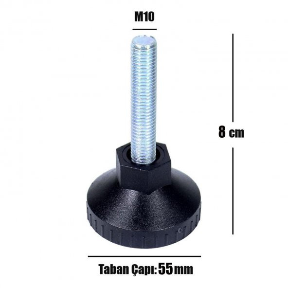 Rotil Ayak M10 55 mm Siyah Profil Ayağı 8 cm - Resim 2