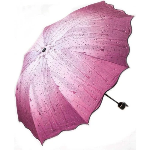 Pembe Damla Desenli Rüzgara Dayanıklı Lüx Kadın Şemsiyesi ürün görseli
