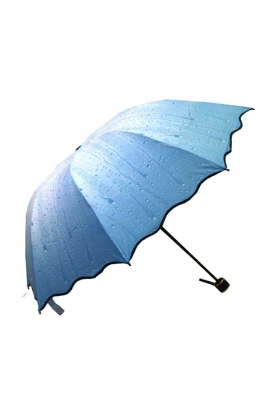 Mavi Damla desenli Manuel Bayan Şemsiyesi - Resim 2