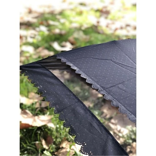 Rüzgâr Kırılmayan Yuvarlak Köşe Reflektör Şerit Detaylı Fiber Uzun Saplı Şemsiye - 3