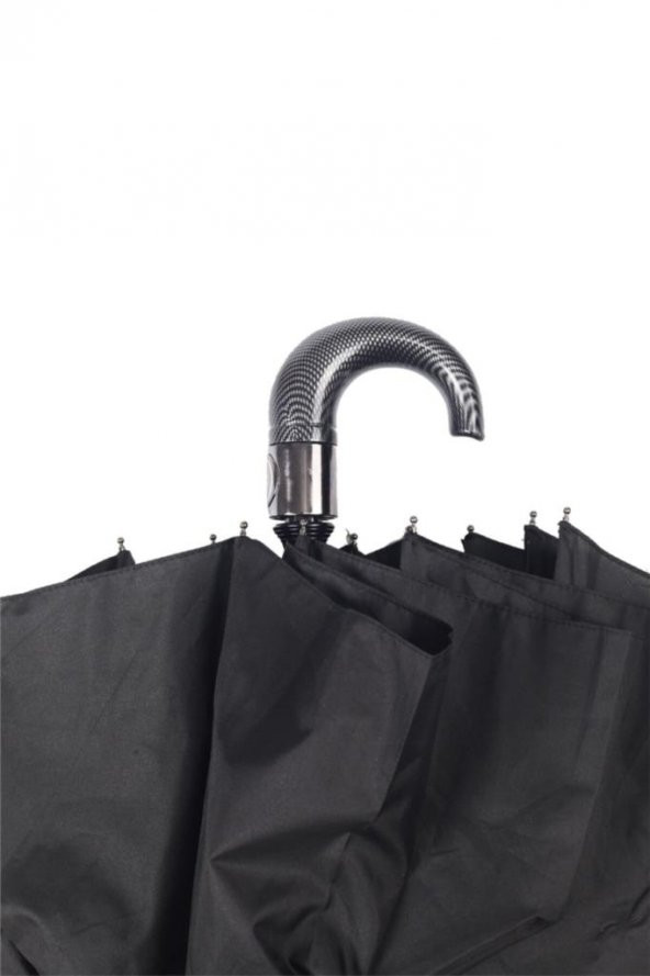 Siyah Karbon Baston Saplı Tam Otomatik Premium Lüks Erkek Şemsiye M21mar1005mr001 - 5