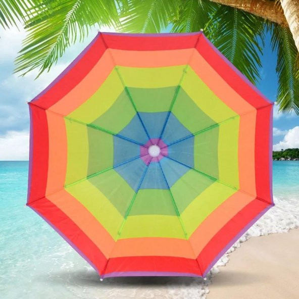 Şapka Şemsiye Lastikli Plaj Şemsiyesi Güneş Koruyucu Baş Şemsiye - 2