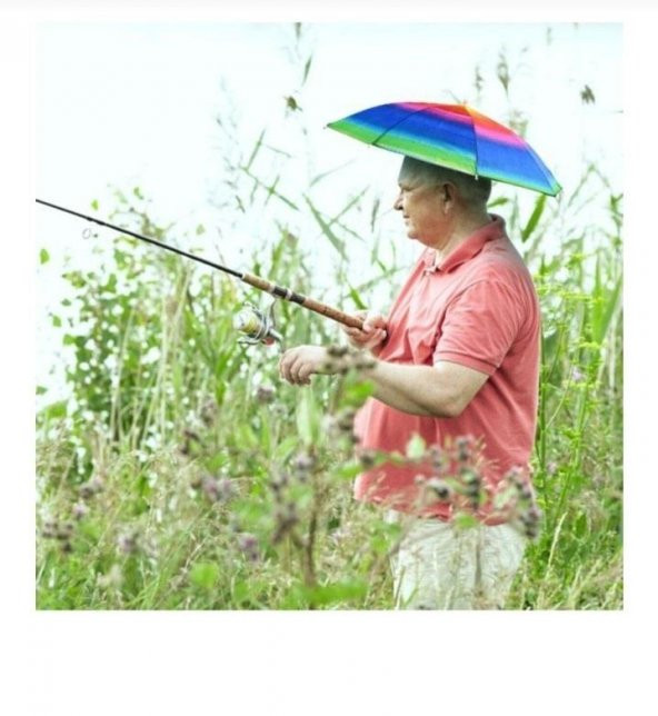 Şapka Şemsiye Lastikli Plaj Şemsiyesi Güneş Koruyucu Baş Şemsiye - 7