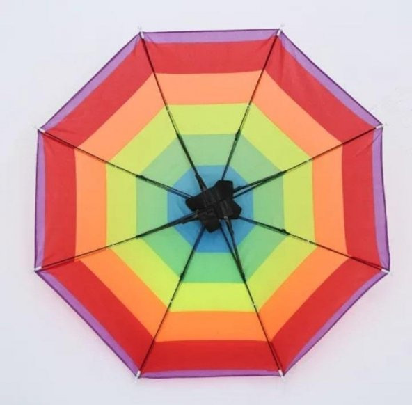 Şapka Şemsiye Lastikli Plaj Şemsiyesi Güneş Koruyucu Baş Şemsiye - 8