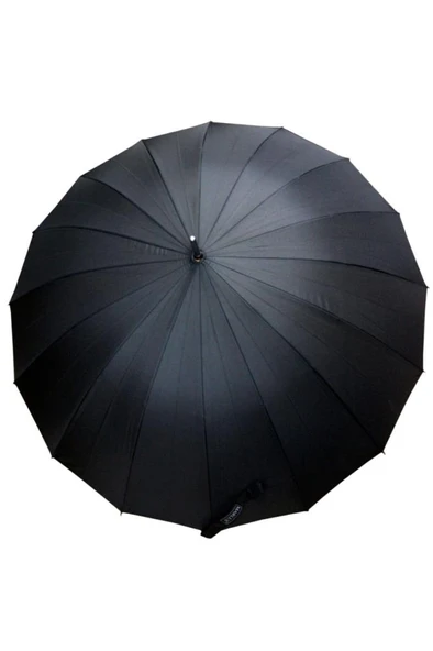 Rüzgâr Kırılmayan Yuvarlak Köşe Reflektör Şerit Detaylı Fiber Uzun Saplı Şemsiye - 2