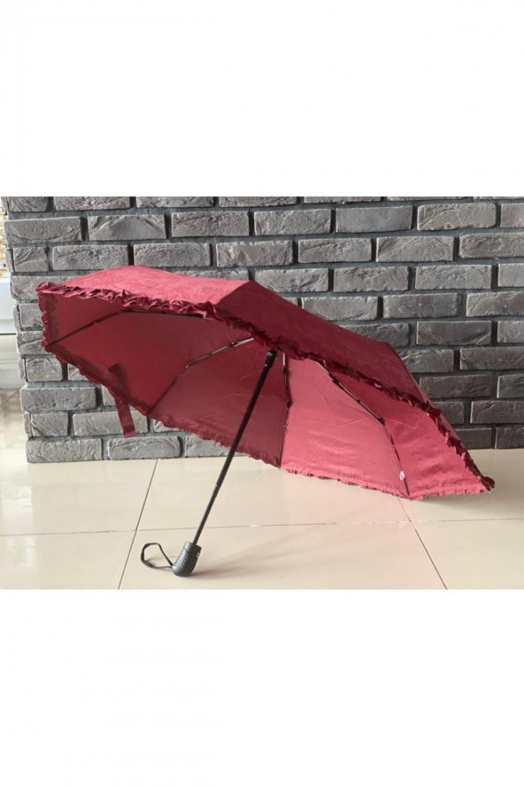 Bordo Marlux Otomatik Rüzgara Karşı Dayanıklı Fiber Gövdeli Şemsiye - 3