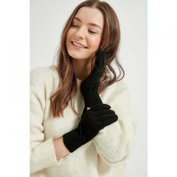 Siyah Triko Bayan Eldiveni - 2