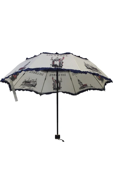 Rüzgâr Kırılmayan Yuvarlak Köşe Reflektör Şerit Detaylı Fiber Uzun Saplı Şemsiye - Resim 3