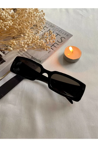 Vintage Model Baklava Desen Detaylı Füme Unisex Güneş Gözlüğü Siyah Tek Ebat