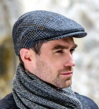 Italyan Kalıp Erkek Şapka Yün London  Kasket Arkası Lastikli  Gri - Resim 3