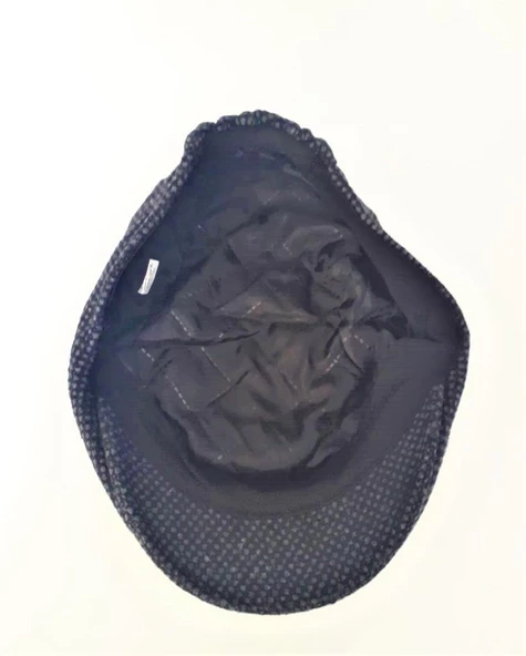 Italyan Kalıp Erkek Şapka Yün London  Kasket Arkası Lastikli  Lacivert- Gri - Resim 9