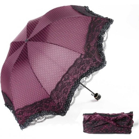 Çantalı Lüx Kadın Şemsiyesi Rüzgara Dayanıklı ürün görseli
