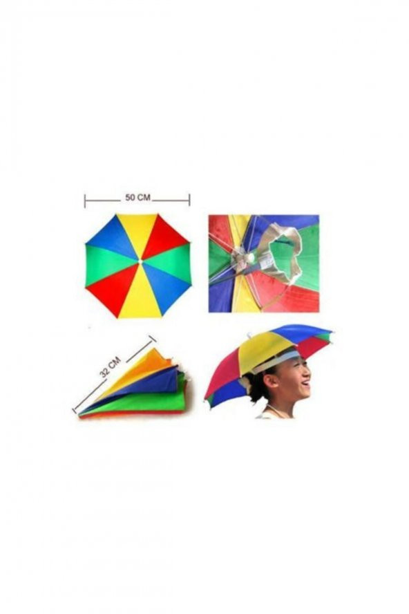 Dekoratif Şemsiye Şapka Şemsiye Lastikli Kafa Şemsiyesi  Yağmur Güneş Koruyucu Şemsiye - 5