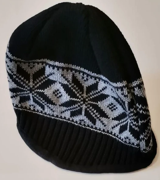 İçi Polarlı Kulaklı Bere Kışlık Bere   Siyah -gri - Resim 11