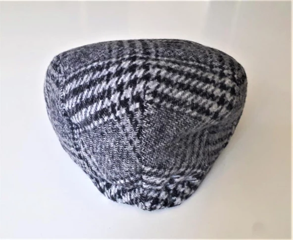 Italyan Kalıp Erkek Şapka Yün London  Kasket Arkası Lastikli  Siyah -gri - Resim 3