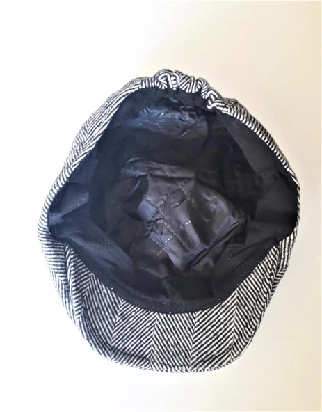 Italyan Kalıp Erkek Şapka Yün London  Kasket Arkası Lastikli  Gri - Resim 2