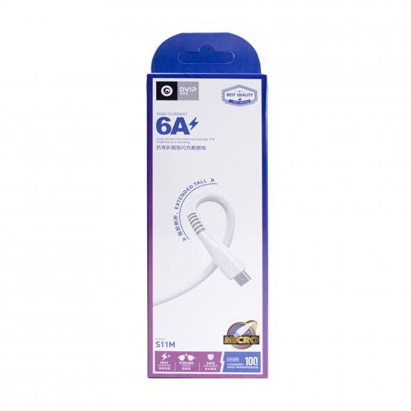DVIP S11M 6A UsbA to Micro Hızlı Data ve Şarj Kablosu Beyaz - Resim 4