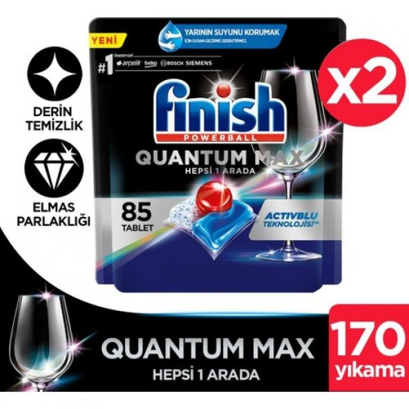Finish Quantum Max Bulaşık Makinesi Deterjanı Tableti / Kapsülü 170(85x2) Yıkama
