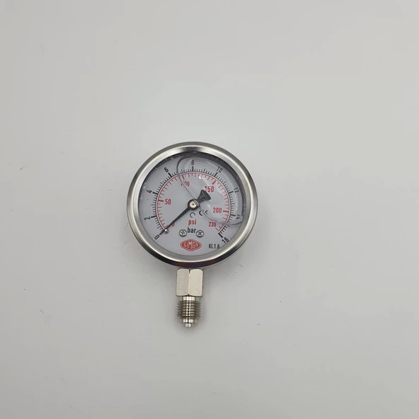 Manometre Gliserinli Alttan Çıkışlı Q63 - 0 - 16 Bar 1/4 - Resim 3