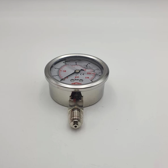 Manometre Gliserinli Alttan Çıkışlı Q63 - 0 - 16 Bar 1/4 - Resim 4
