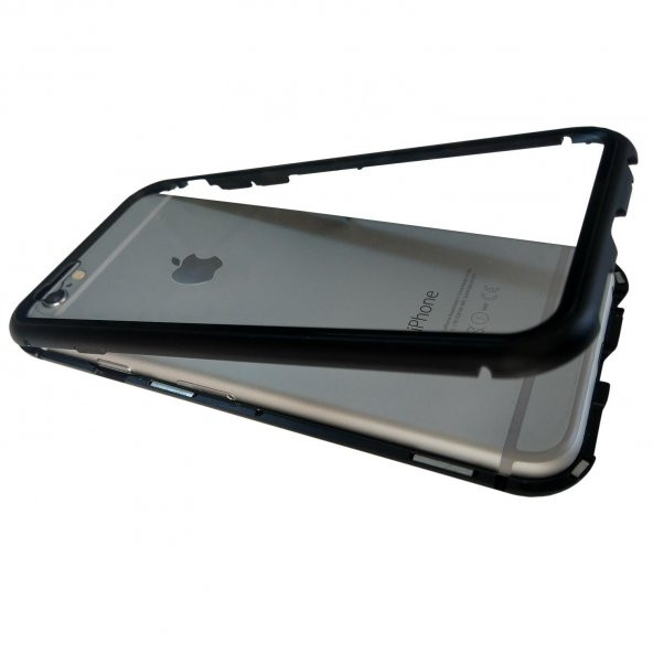 iPhone 6 6S Kılıf Ön Arka Cam Koruyucu Mıknatıslı 2 Parça Metal - Resim 2