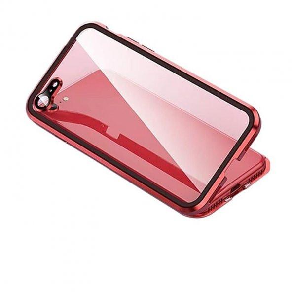 iPhone 6 6S Kılıf Ön Arka Cam Koruyucu Mıknatıslı 2 Parça Metal - Resim 6