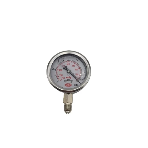 Vakummetre Gliserinli Alttan Çıkışlı Q63 - 0 - 1 - 760 Bar 1/4