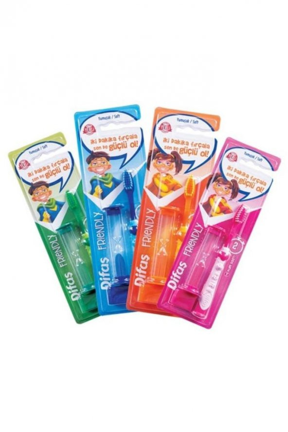 DİFAŞ Çocuk Diş Fırçası Frıendly Kum Saatli Yumuşak/soft Pembe - Resim 3