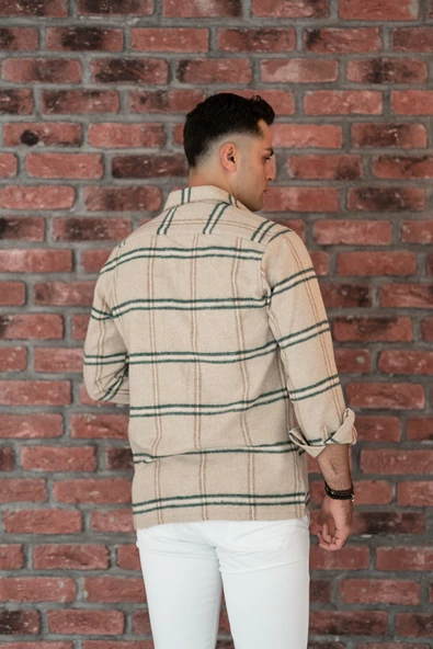 OVERSİZE EKOSELİ ÇİFT CEP ERKEK ODUNCU GÖMLEK - Resim 12