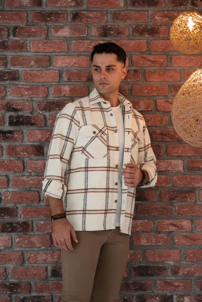 OVERSİZE EKOSELİ ÇİFT CEP ERKEK ODUNCU GÖMLEK - Resim 4