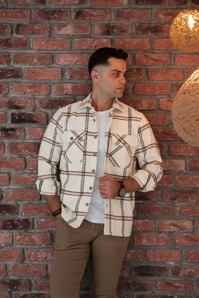 OVERSİZE EKOSELİ ÇİFT CEP ERKEK ODUNCU GÖMLEK - Resim 3