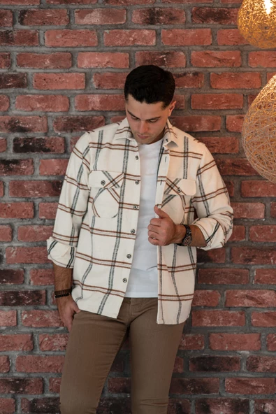 OVERSİZE EKOSELİ ÇİFT CEP ERKEK ODUNCU GÖMLEK - Resim 2