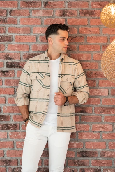 OVERSİZE EKOSELİ ÇİFT CEP ERKEK ODUNCU GÖMLEK - Resim 11