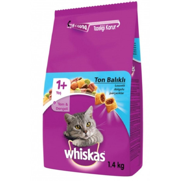 Whiskas Ton Balıklı Yetişkin Kuru Kedi Maması 1.4 Kg X 3 Adet