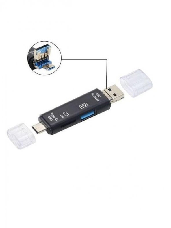 Micro USB -Type c - Usb Telefon Adaptörü Micro SD/SD Kart/USB Okuyucu Dönüştürücü - 2