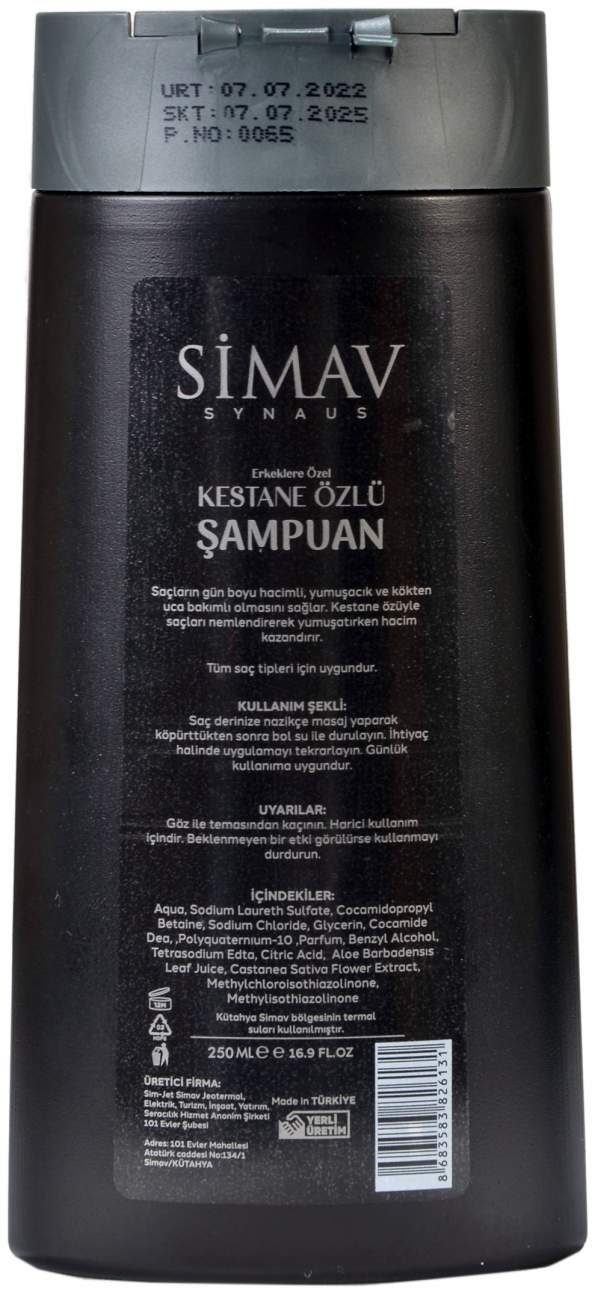 Simav Synaus Erkeklere Özel Kestane Özlü ve Termal Sulu Şampuan - 250 ml - 2