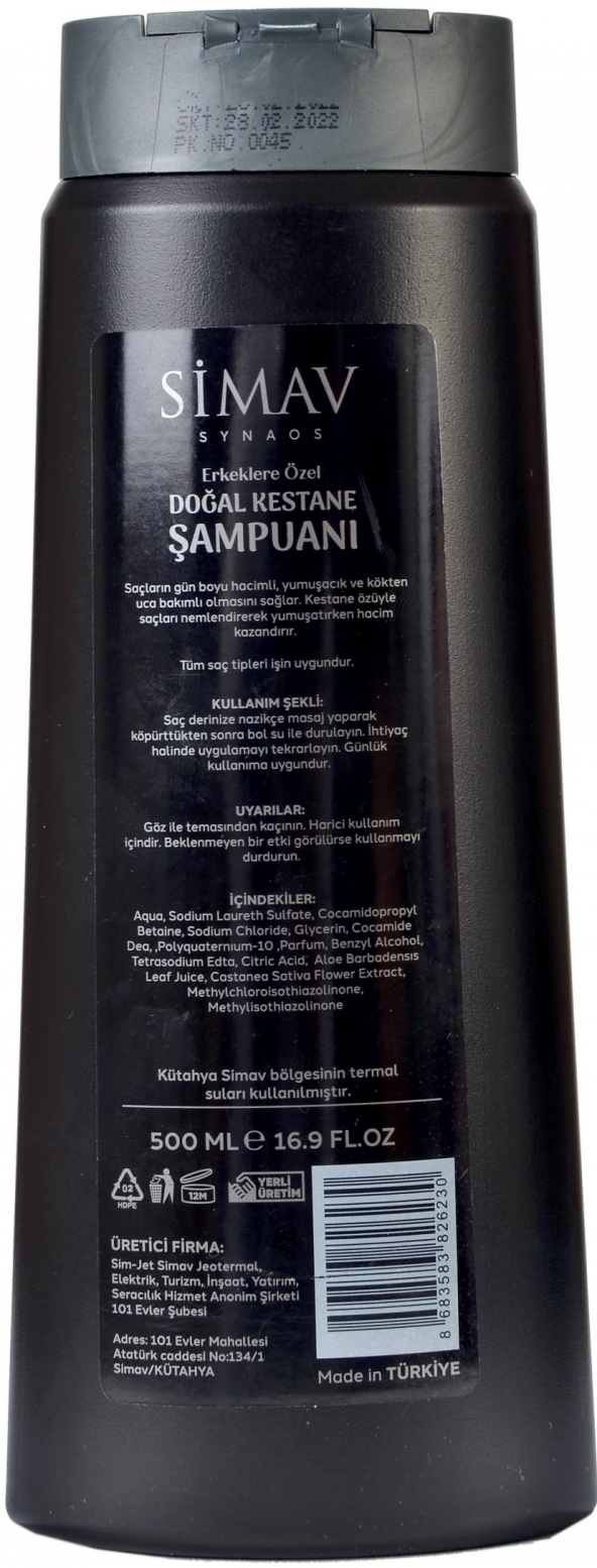 Simav Synaus Erkeklere Özel Kestane Özlü ve Termal Sulu Şampuan - 500 ml - 2